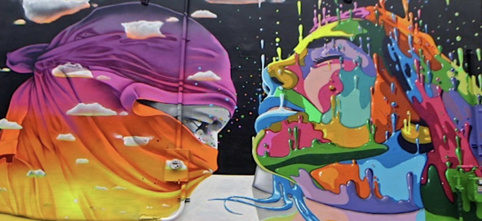 Colorful mural Last Train to Auschwitz Book